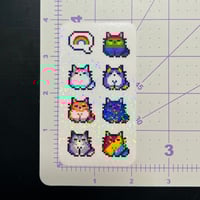 Image 3 of Pride Pixel Cats sparkle mini sticker sheet