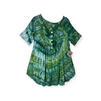 Image 1 of L Luxe Knit Babydoll Top in Verdant Spiral Ice Dye