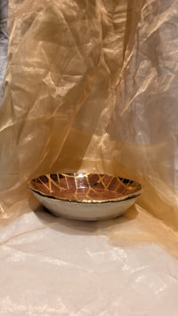 Image 3 of Brown and Gold Lustre Gingham Serving Plate