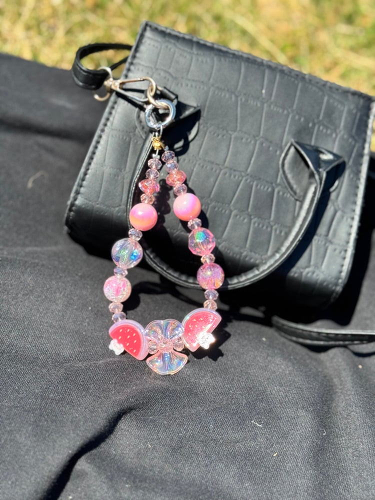 Image of Single Rhinestone Bag Charm- Light Pink 