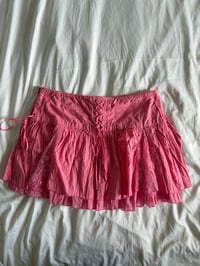Image 2 of Vintage Y2K River Island pink sequin and lace rara mink skirt 
