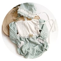 Image 1 of Sitter photoshoot set | Audrey | age 12 months | sage plaid