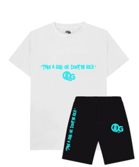 OG BASICS-  TEAL/WHITE SHORT & TEE SET