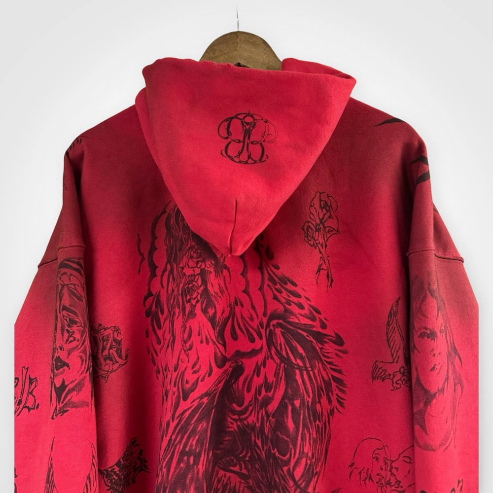 Image of Balenciaga Red Tattoo Zip Up