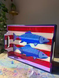 Image 1 of Hand Painted Resin Tray with Handles