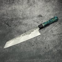 Image 2 of Kiritsuke with hamon and blue Wa handle 