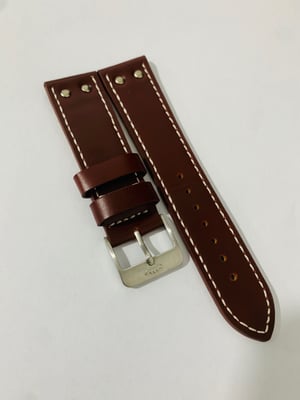 Image of Heavy duty stitched leather Gents watch strap,Genuine Fortis S/S buckle.22mm(FT-04)