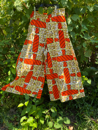 Image 4 of Orange & Gold African Print Extra Wide Palazzo Pant