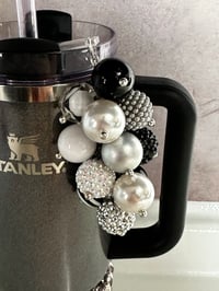 Image 3 of Black, White & Silver Glam Tumbler Straw Bauble