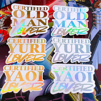 Image 2 of Gold/silver holographic foil sticker for certified yaoi, yuri, or old man lovers