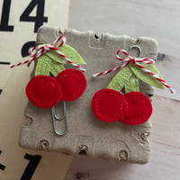 Image 2 of "Cherries” Quilted Planner Clip