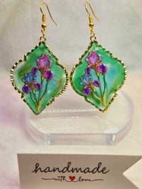 Image 1 of Handcrafted Resin Iris Earrings 