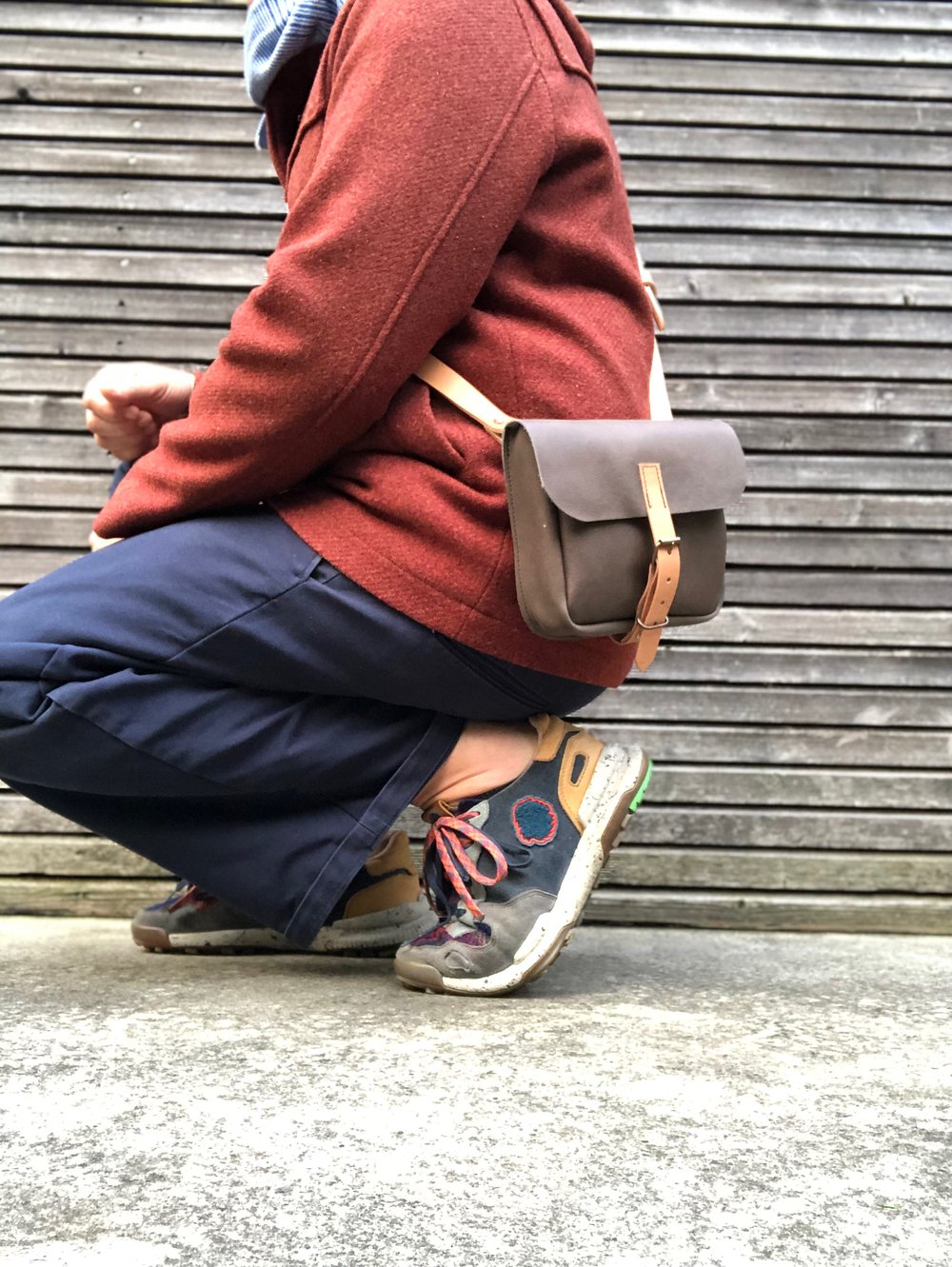 Image of Handbag Made In Grey Brown Oiled Leather