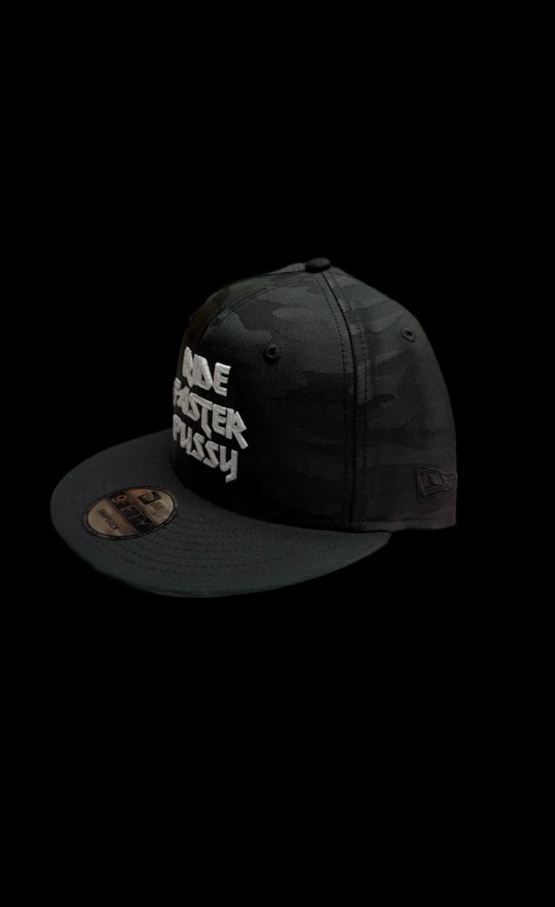Black camo new era nine fifty SnapBack w/ white embroidered puff Image 2