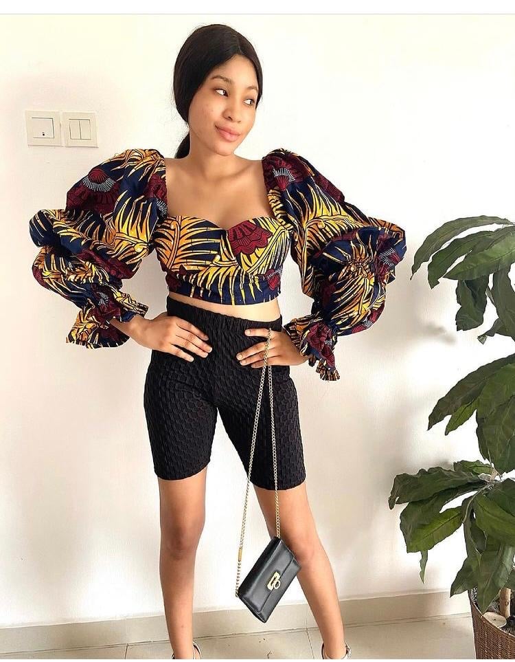 Prina Volume Sleeve Crop Top - Buy African crop tops  The Azizi brand -  Wholesale African clothing and Dashikis