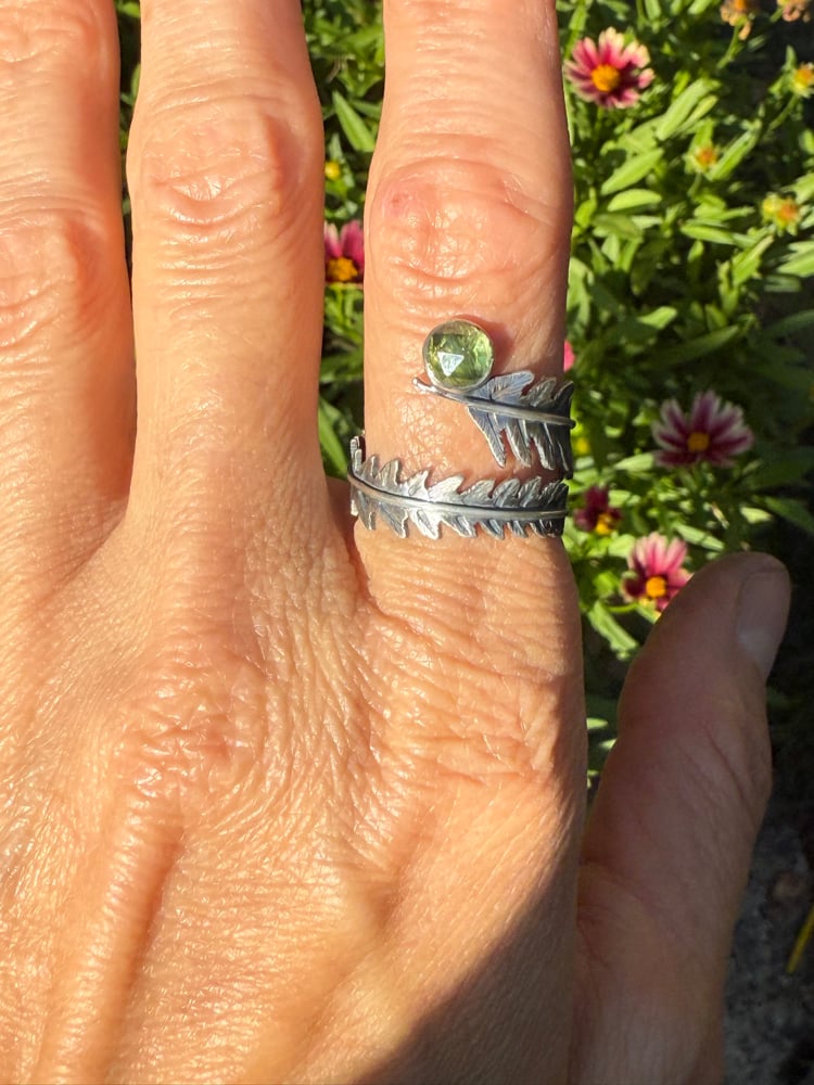 Image of Solstice in the Forest Fern Ring with Sage Green Apatite