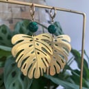 Image 3 of Malachite Monstera Earrings