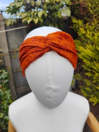 Image 1 of Boho turban Head Band- sari fabric copper orange