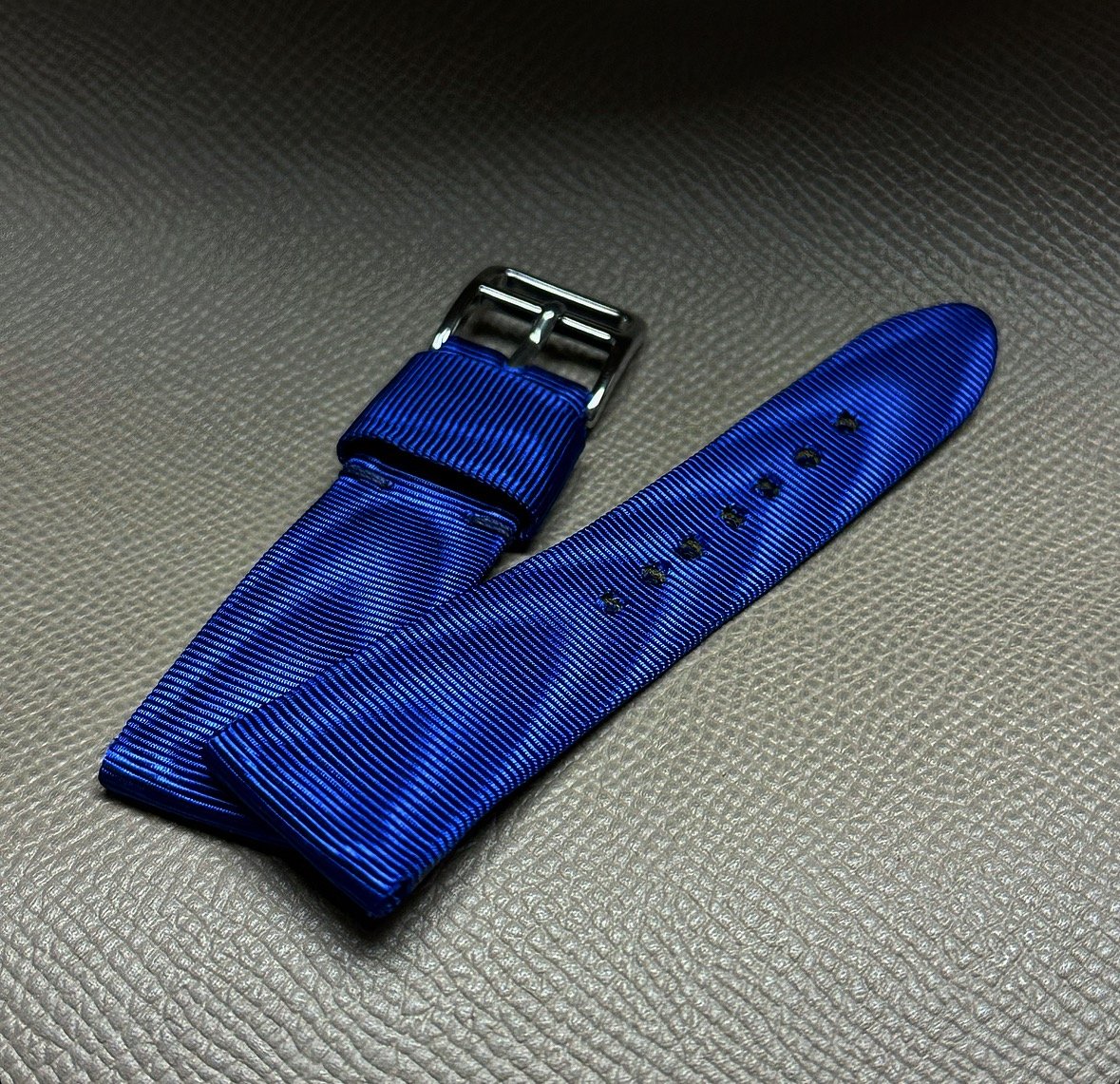 Image of Blue Moiré Hand-rolled Watch Strap - Black Tie Collection