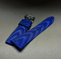 Image 1 of Blue Moiré Hand-rolled Watch Strap - Black Tie Collection