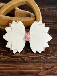 Image 4 of Spring Blossom Yellow & Pink Designer-Inspired Straw Topper Bow 