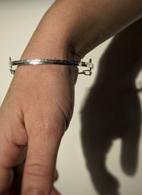 Image 2 of Sterling Silver Double Bar + Handmade Chain Bracelet 