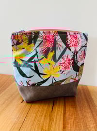 Image 3 of Fabric Zipper Pouch - Pink/Yellow/Blue Australian Flora