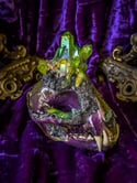 Green Aura Quartz - Bobcat Skull