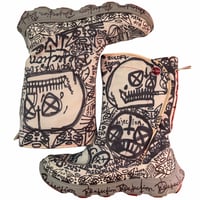 Image 2 of 1 of 1 9w/7m hand drawn Crocs fleece lined rainboots