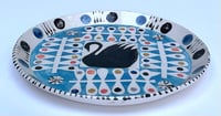 Image 5 of Black swan small round earthenware handbuilt and decorated plate