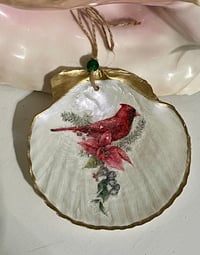 Image 2 of Cardinal Scallop Shell Ornament