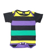 Image 3 of Black collar Mardi Gras shirt 