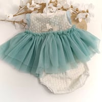 Image 1 of Sitter girls set April | size 9-12 months | turquoise | cream