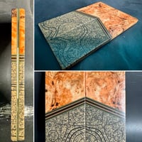 Image 1 of Box Elder Burl & Brown TOPO Grip-Tec Segmented Knife Scales