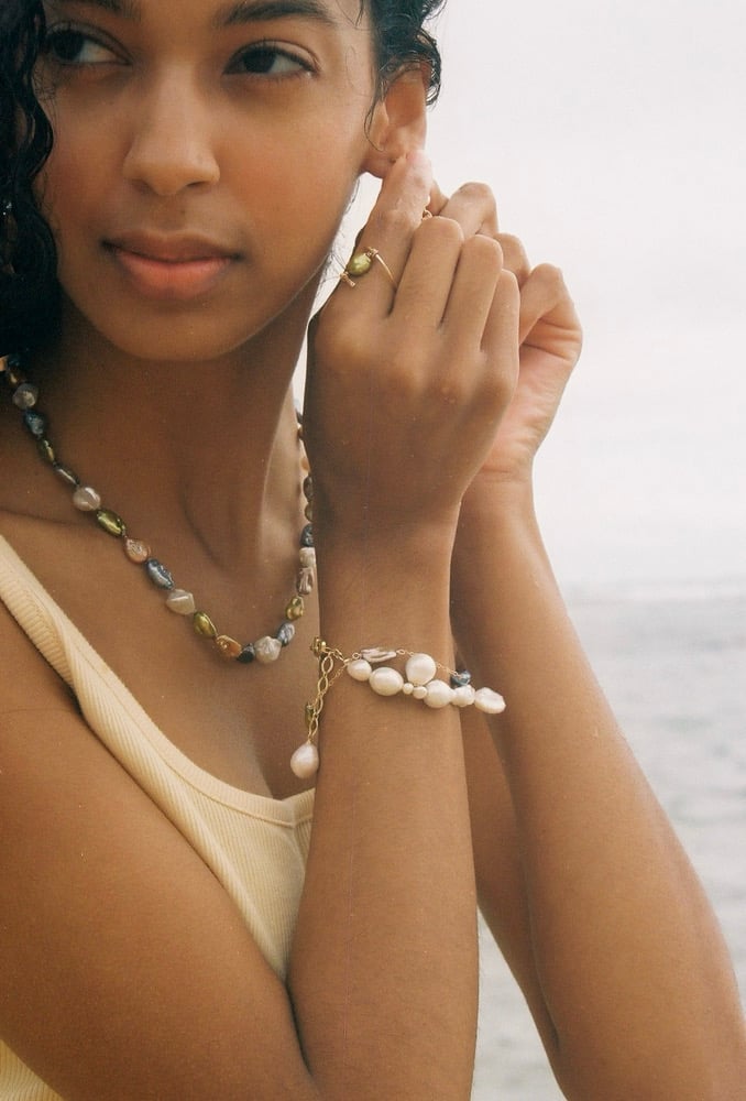 Image of Rainbow keshi pearl necklace 