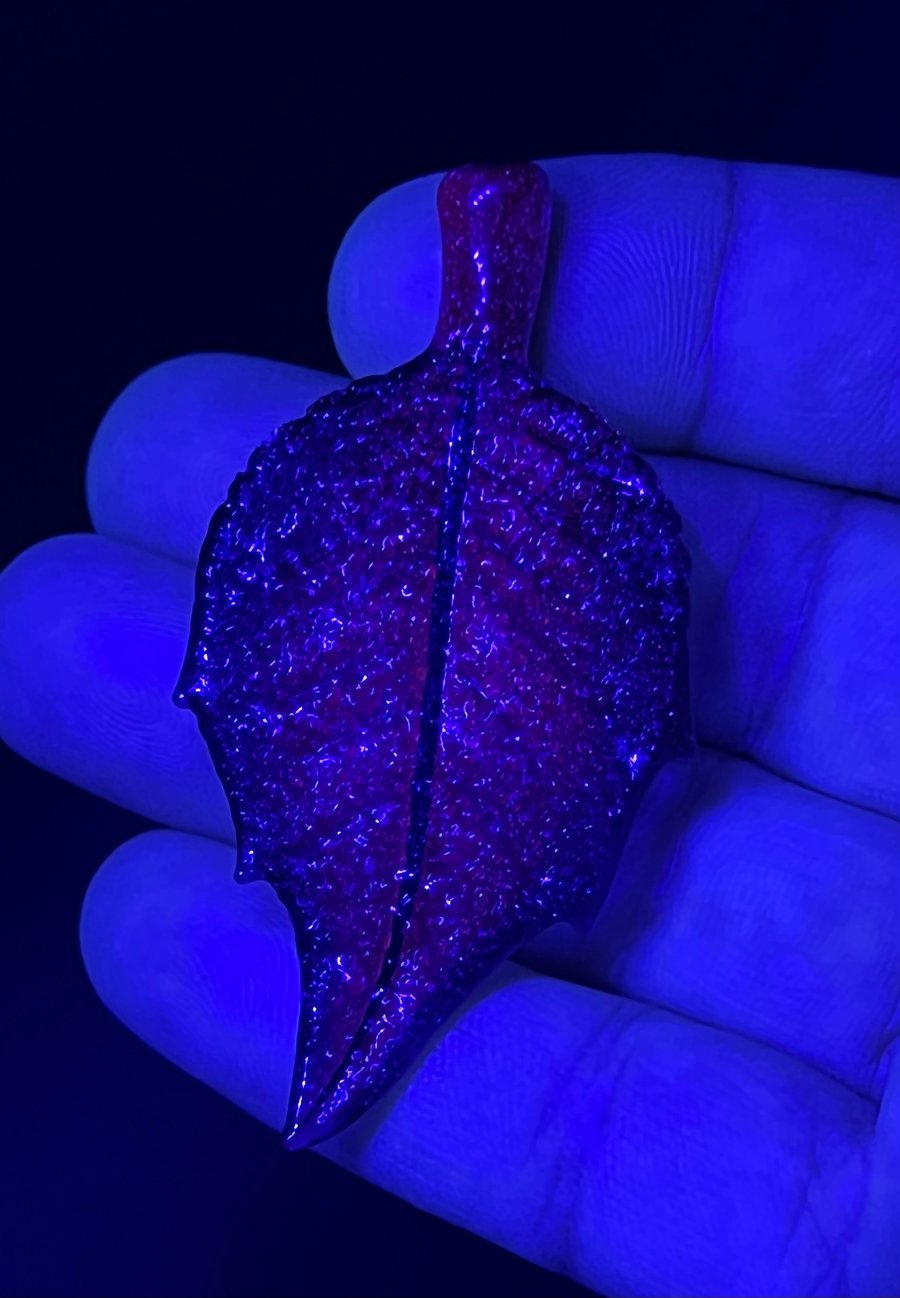 Image of Rough Skinned Black With Opals Leaf Pendant