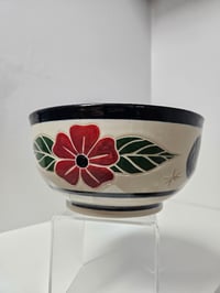 Image 3 of Large noodle bowl - Trad flowers & skulls