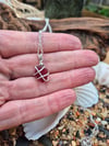 Sterling Silver Wrapped Red Seaglass Necklace 
