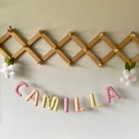 Image 2 of 'Bloom' Flower Name Garland - Pastel Sunset with Sage Leaves