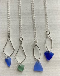 Image 1 of Large Blue Sea Glass Necklace 