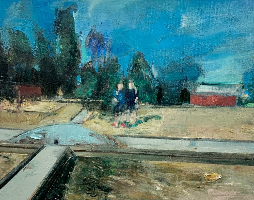 Image of Painting / maleri / "ISLANDS BRYGGE – Malerdrømme og tankestreger – Venskab"