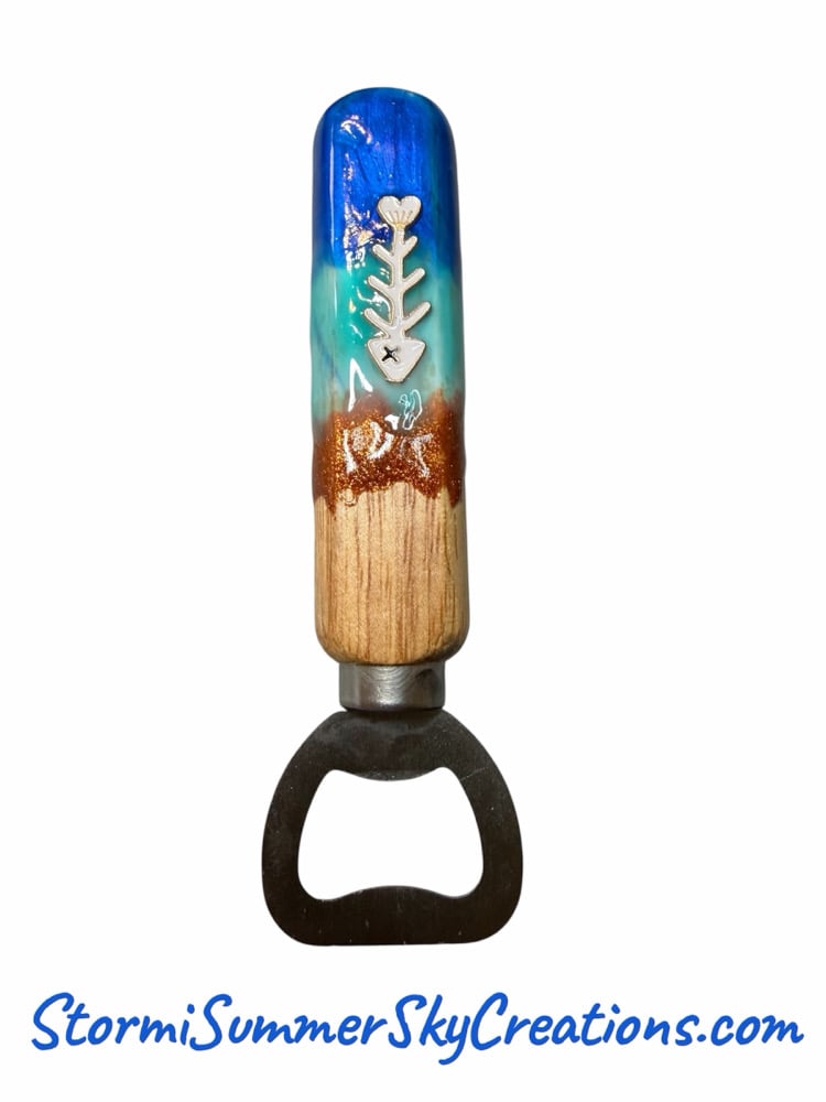 Image of Wooden handle Beach Themed Bottle Opener