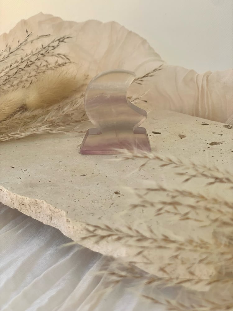 Image of Rainbow Fluorite Crescent Moon Carvings 