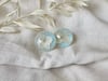 Large Droplet Stud Earrings - Hydrangea & Iridescent Blue