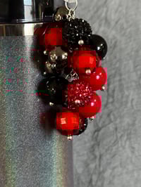 Image 2 of Red & Black Beaded Straw Bauble – Tumbler Straw Charm Accessory