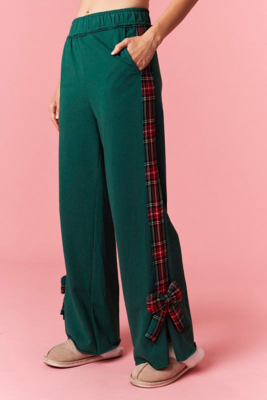 Image of GREEN PLAID BOW PANTS