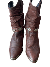 Image 5 of Vintage Leather Embellished Slouchy Cowboy Boots - 7.5 M