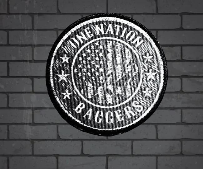 One Nation Baggers GreyScale  Flag Round Patch