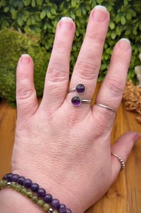 Image 1 of Adjustable Double Amethyst Wrap Ring