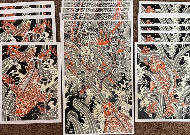 koi triptych print set